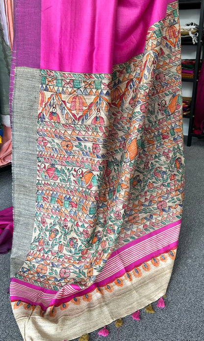 PINK MADHUBANI SILK SAREE
