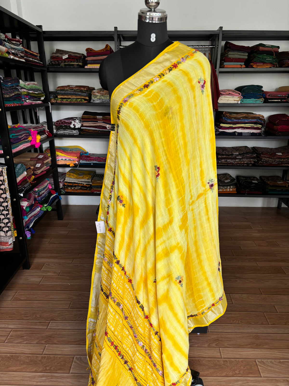 YELLOW LINEN SAREE