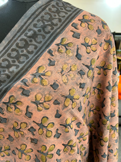 PINK AJRAKH MUL SAREE