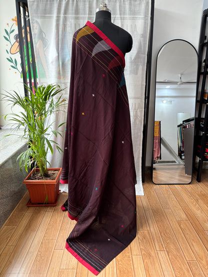 MAROON JAMDANI SAREE