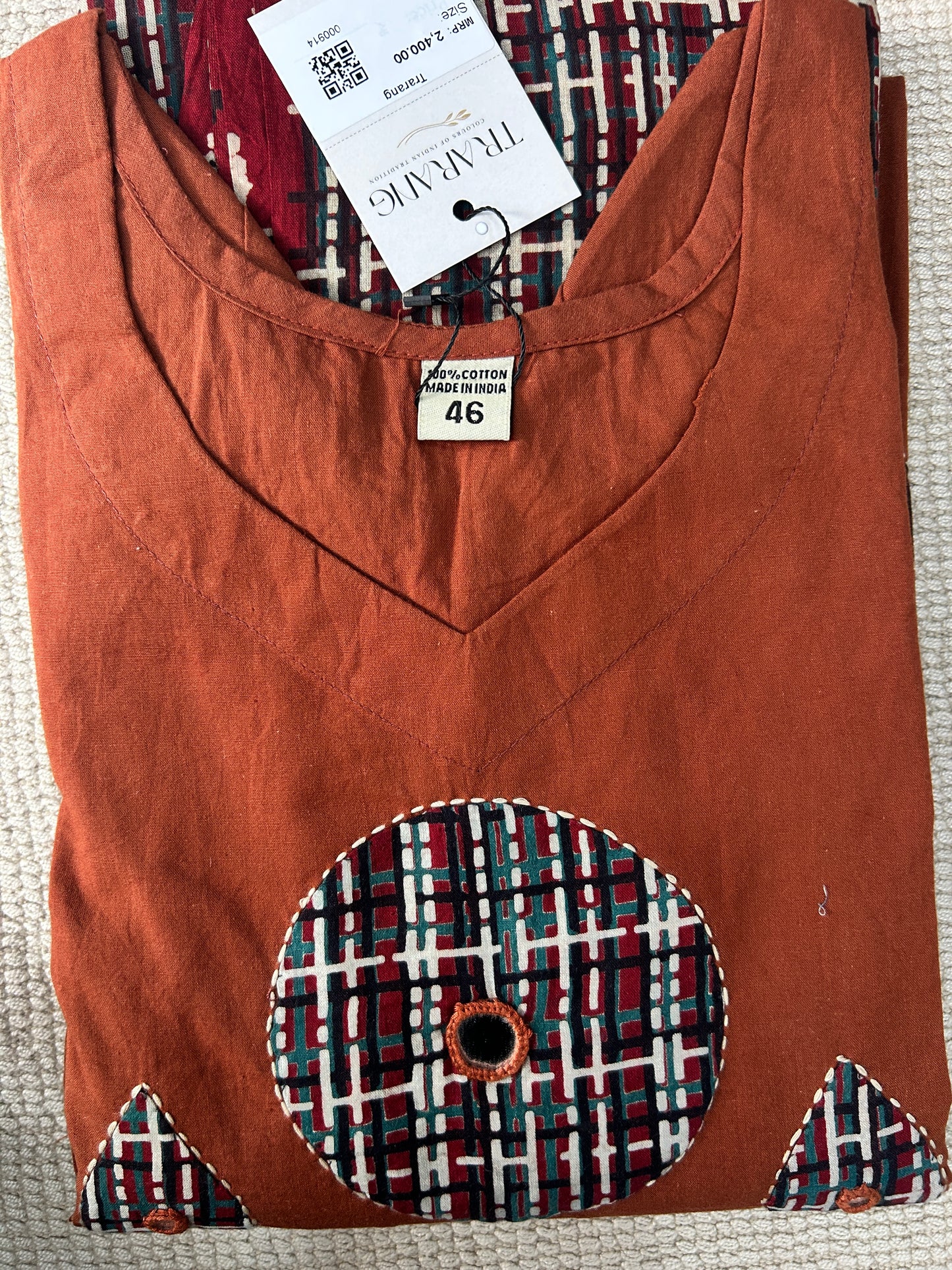 ORANGE GAMTHI COTTON SUIT