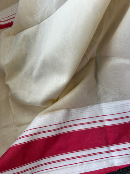 WHITE MERCERISED COTTON SAREE