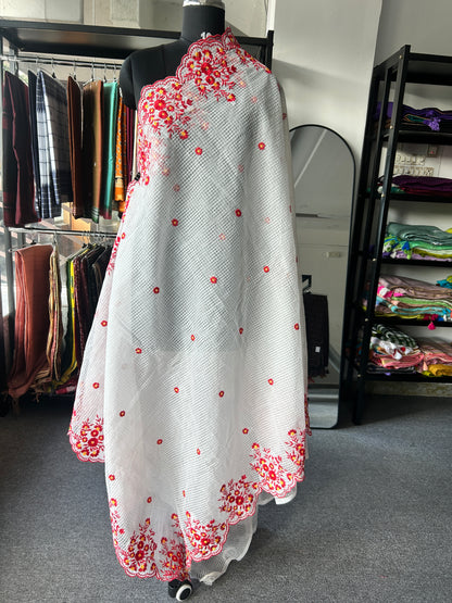 White embroidered kota