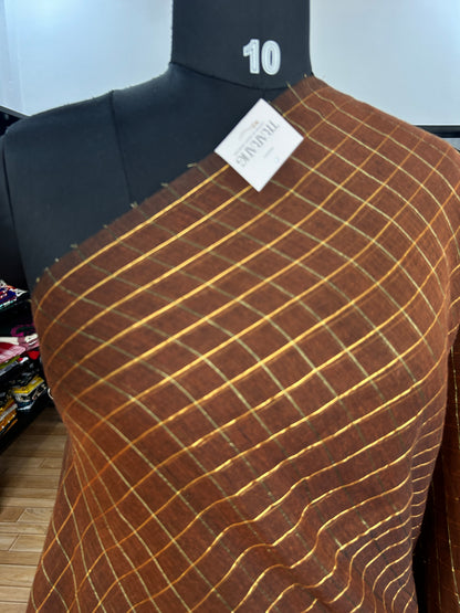 BROWN  MUL SAREE