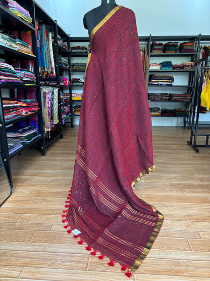BROWN LINEN SAREE