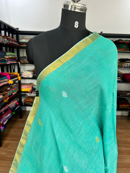 GREEN LINEN SAREE