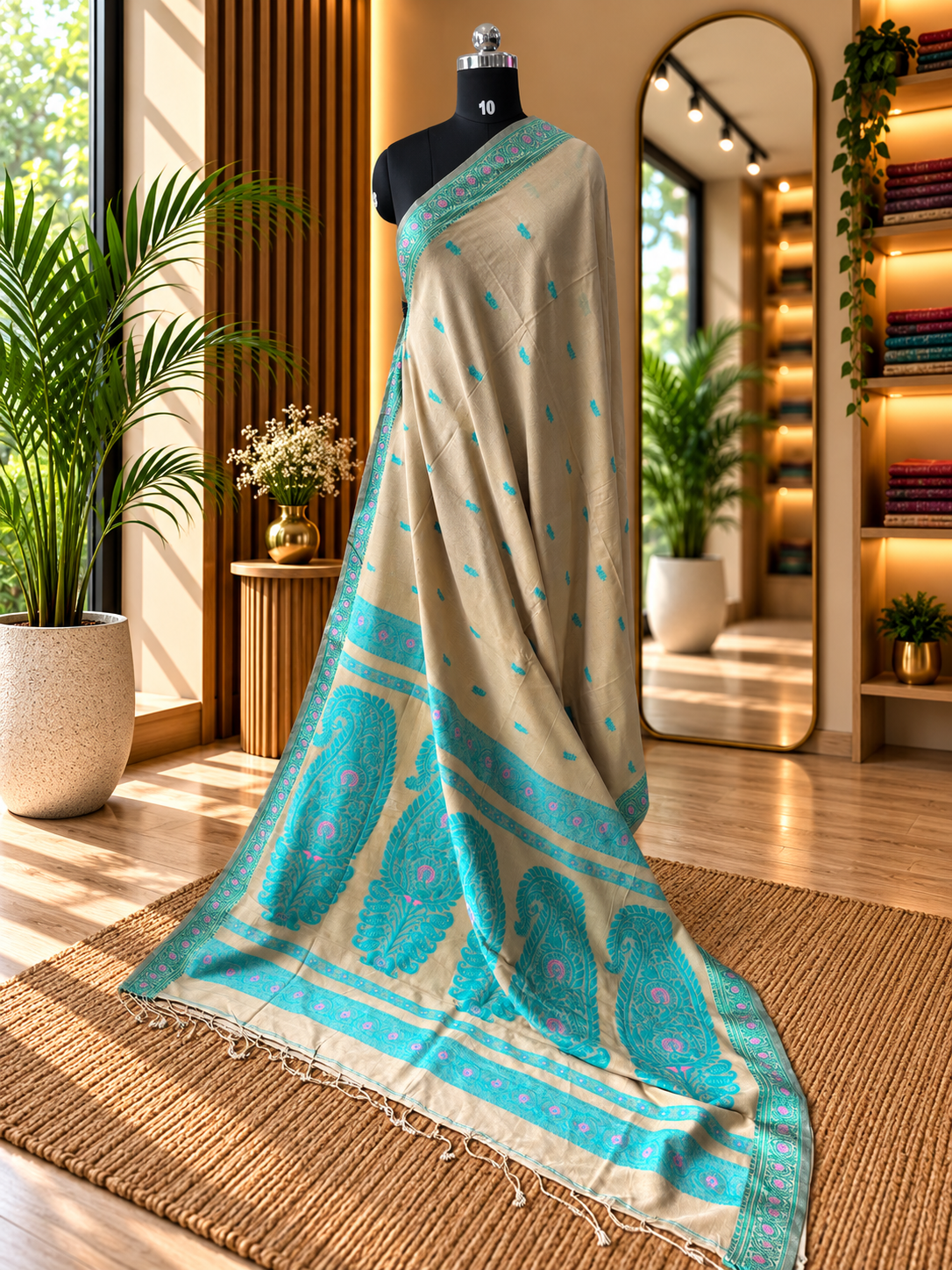 BEIGE MERCERISED SAREE