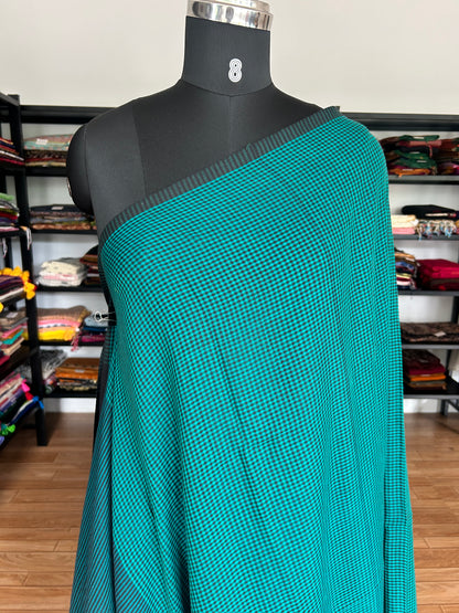 GREEN CHECKS  MUL SAREE