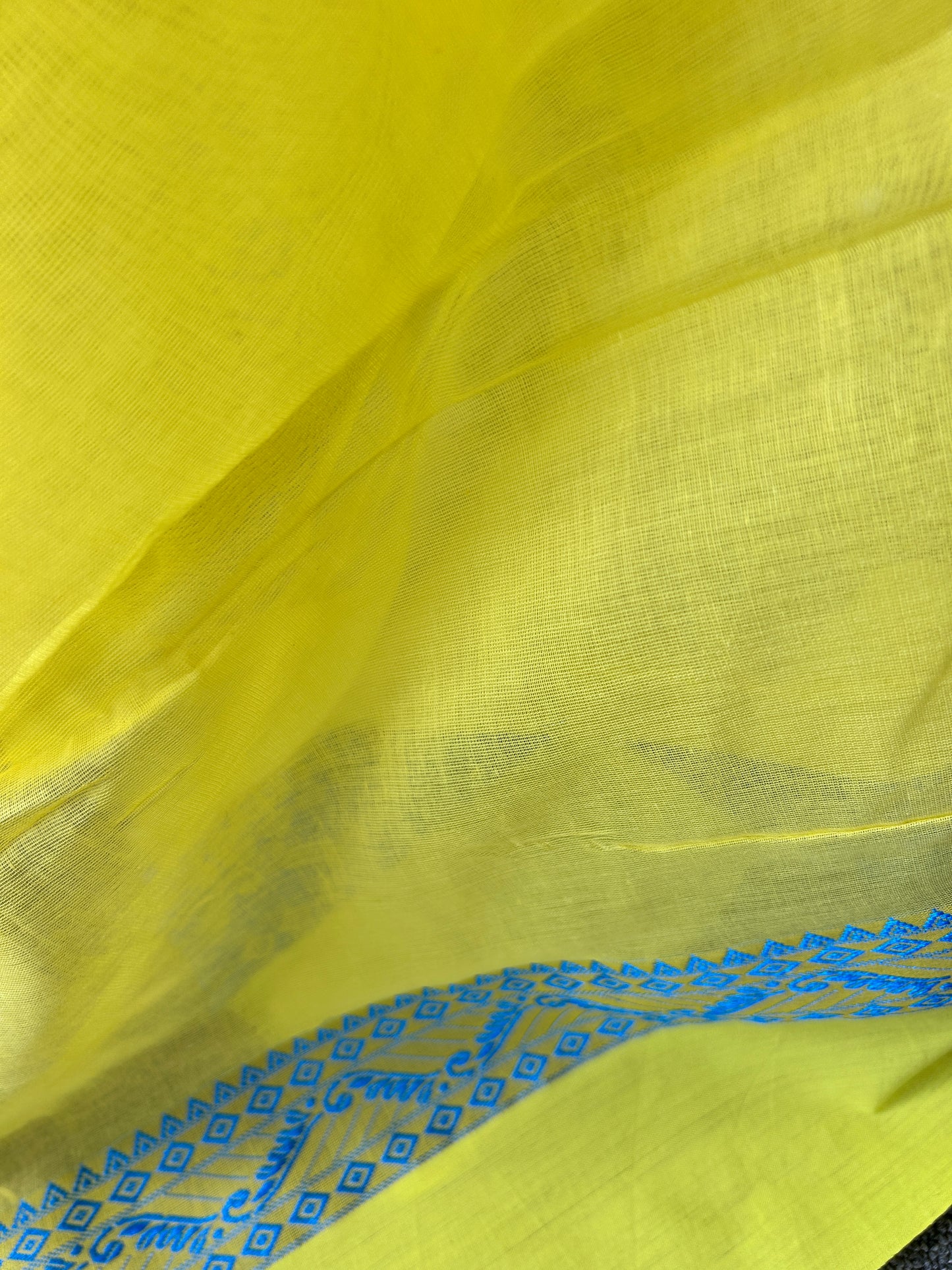 YELLOW MERCERISED COTTON SAREE