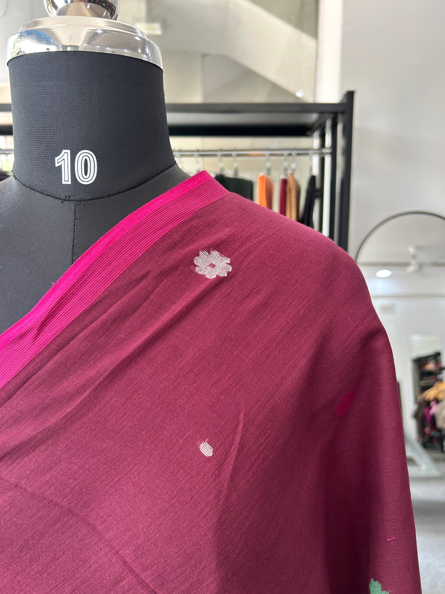WINE KHADI JAMDANI SAREE
