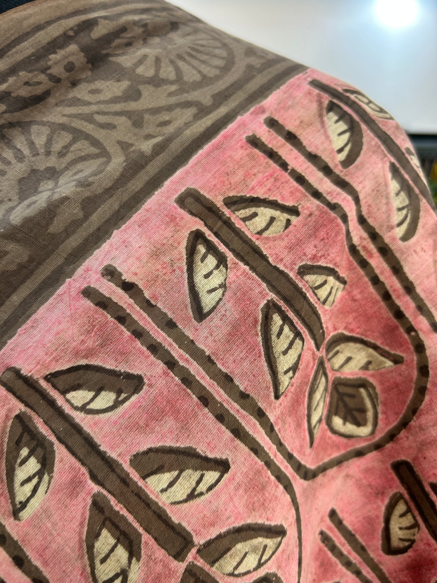 PINK AJRAKH MUL SAREE