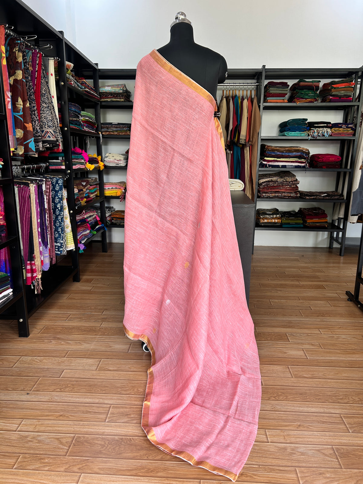 PINK LINEN SAREE