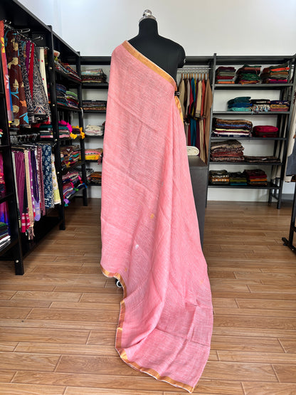 PINK LINEN SAREE