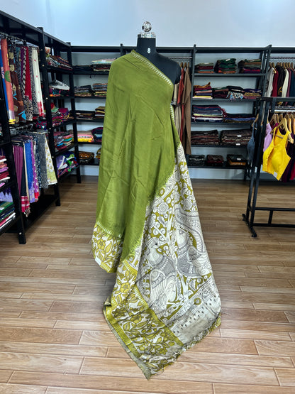 Green kalamkari saree