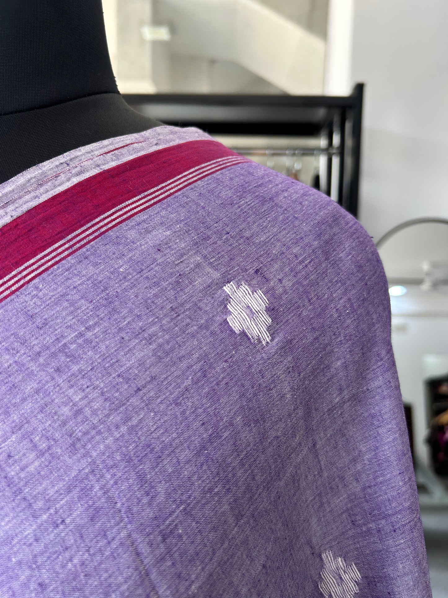 LAVENDER KHADI JAMDANI SAREE