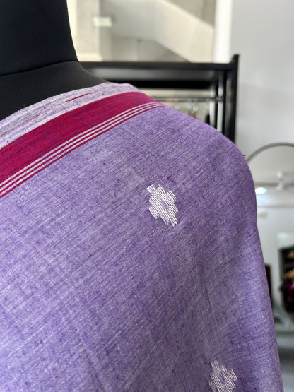 LAVENDER KHADI JAMDANI SAREE