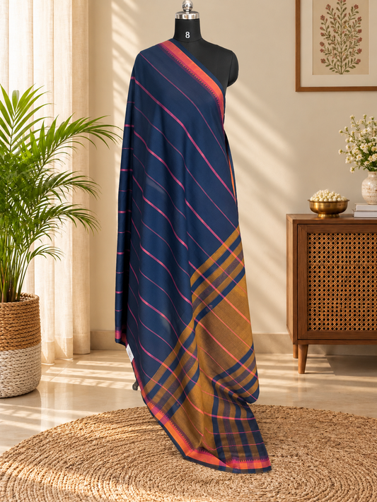 DARK BLUE DHANIAKHALI SAREE