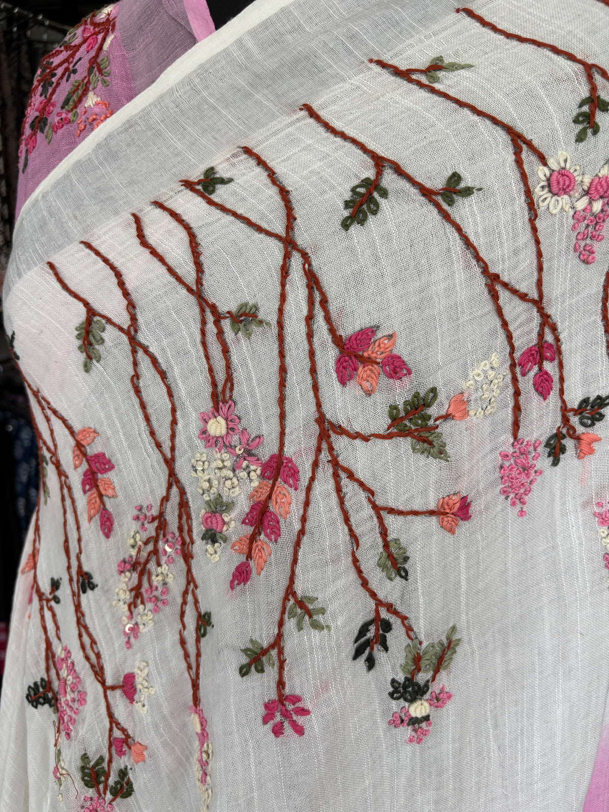 PINK LINEN SAREE