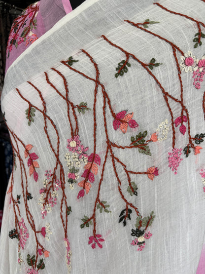 PINK LINEN SAREE