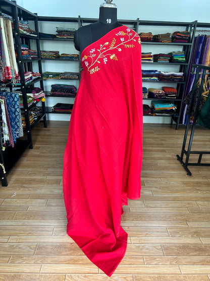 RED KATHA MUL SAREE