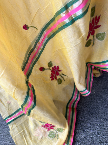 YELLOW MUL SAREE
