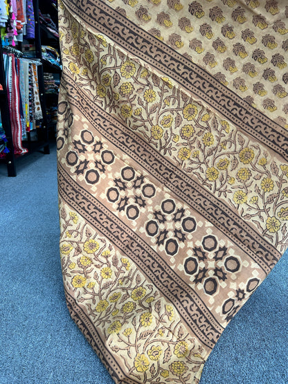 YELLOW AJRAKH MUL SAREE