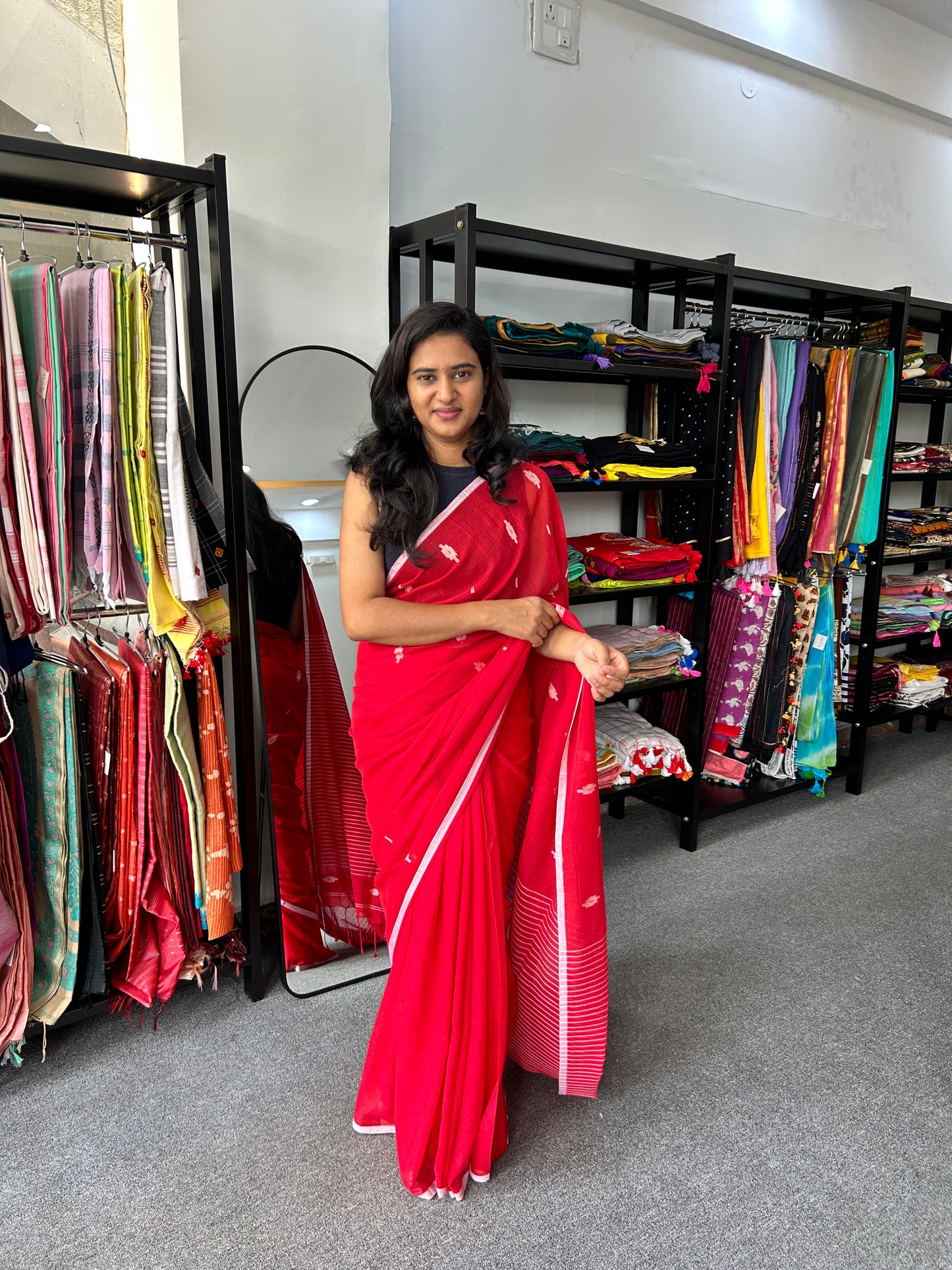 RED MUL JAMDANI SAREE