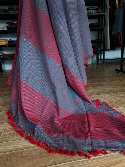 LAVENDER CHECKS  MUL SAREE