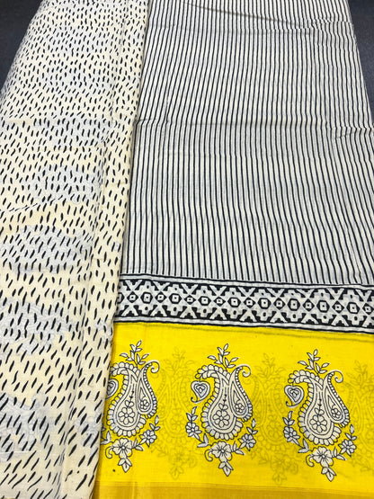 Yellow chanderi mul cotton