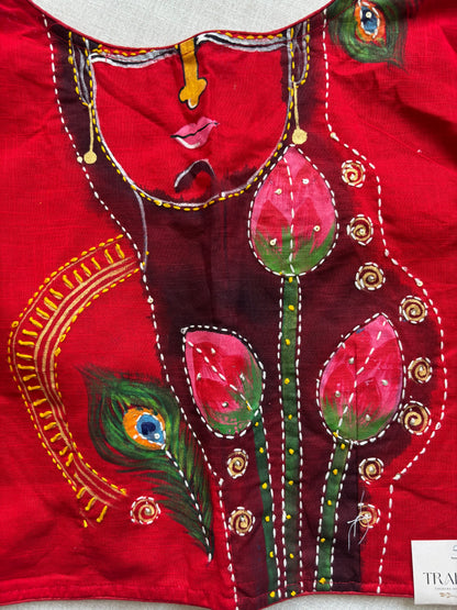Red hand painted blouse