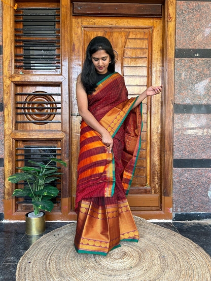 Brown Narayanpet saree.