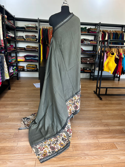 Grey kalamkari saree