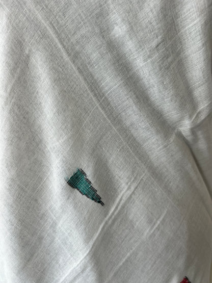 WHITE MERCERISED JAMDANI