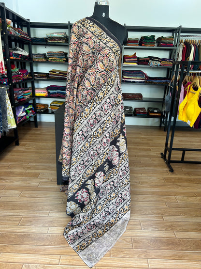 Black kalamkari mul saree