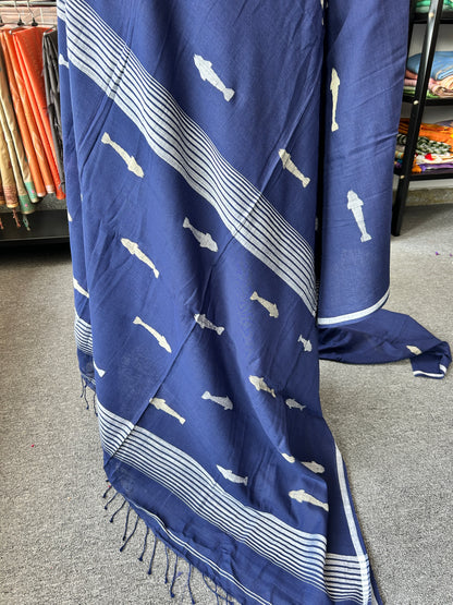 BLUE KHADI JAMDANI SAREE