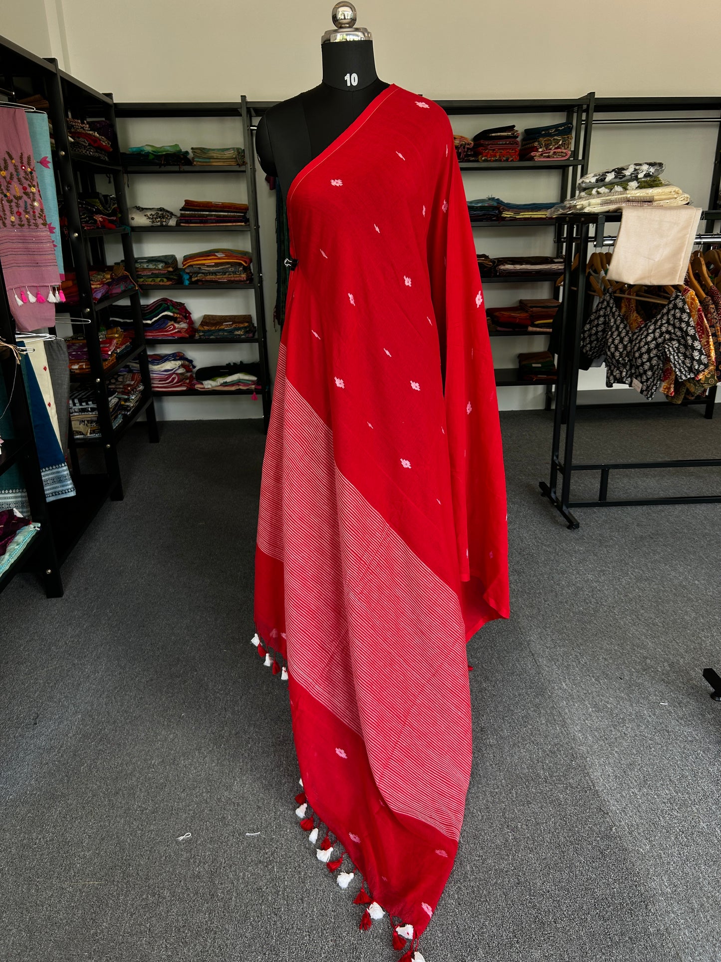 RED JAMDANI SAREE