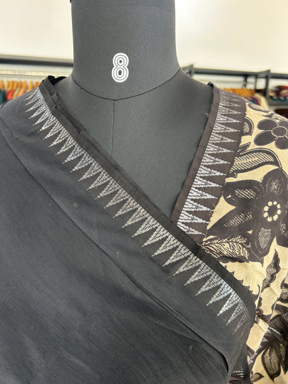 Black kalamkari saree