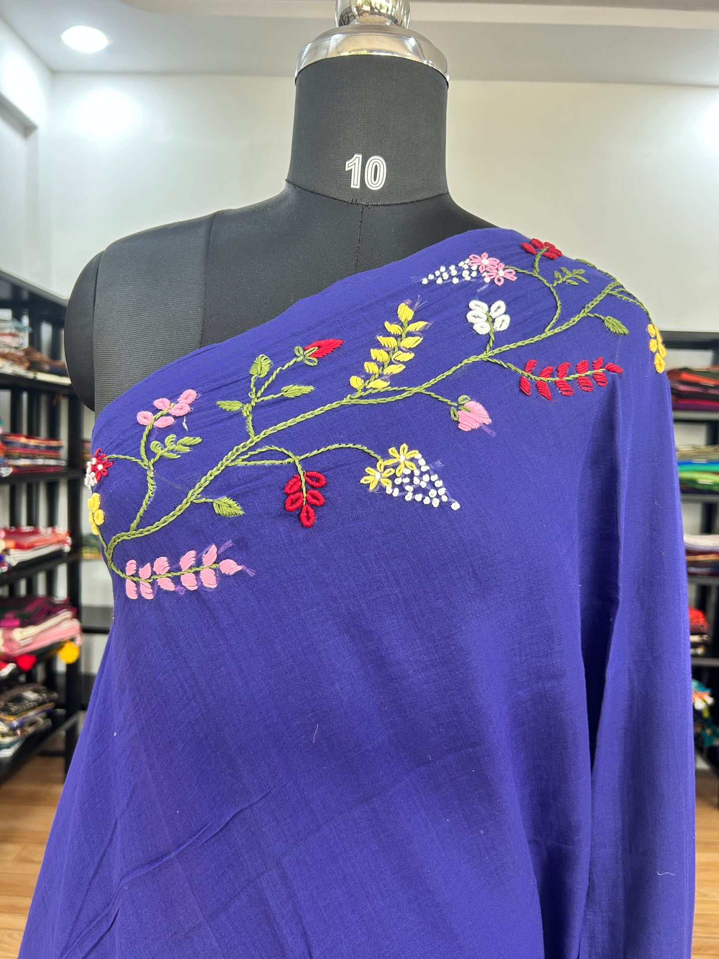 BLUE KATHA MUL SAREE