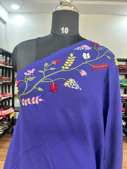 BLUE KATHA MUL SAREE