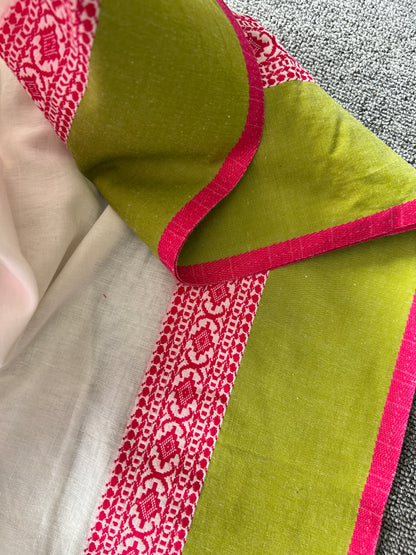 WHITE MERCERISED COTTON SAREE