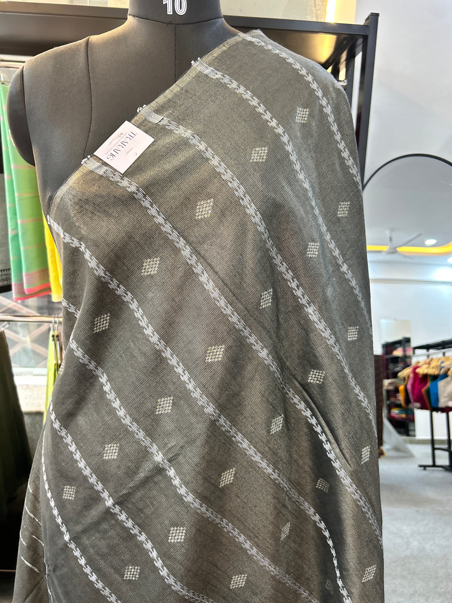 GREY TISSUE SAREE
