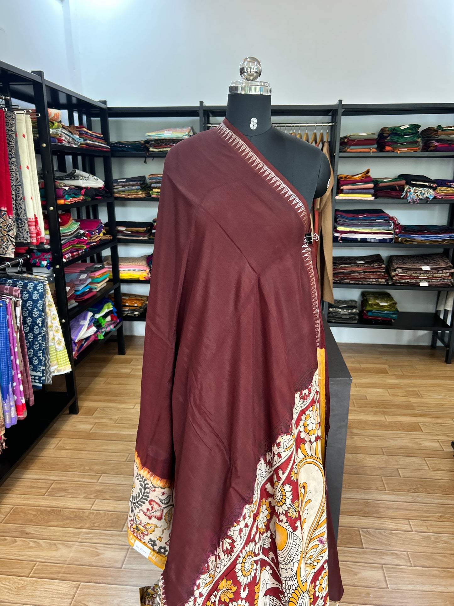 Brown kalamkari saree