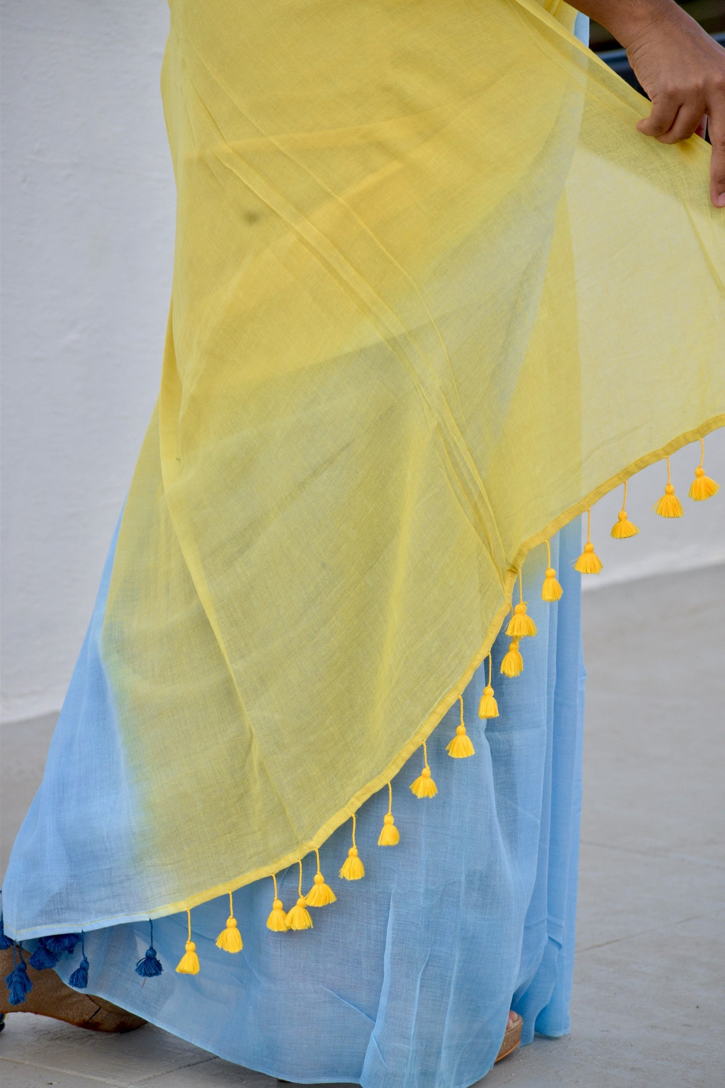 YELLOW MUL SAREE