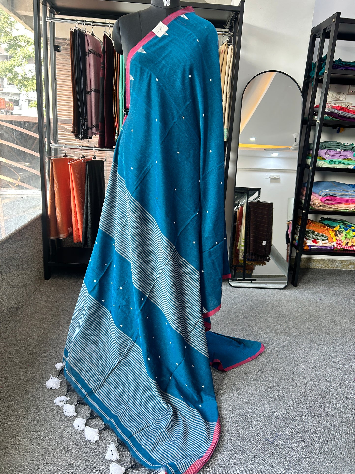 TEAL JAMDANI SAREE