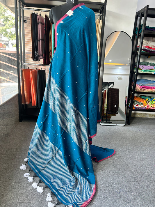 BLUE MUL JAMDANI SAREE