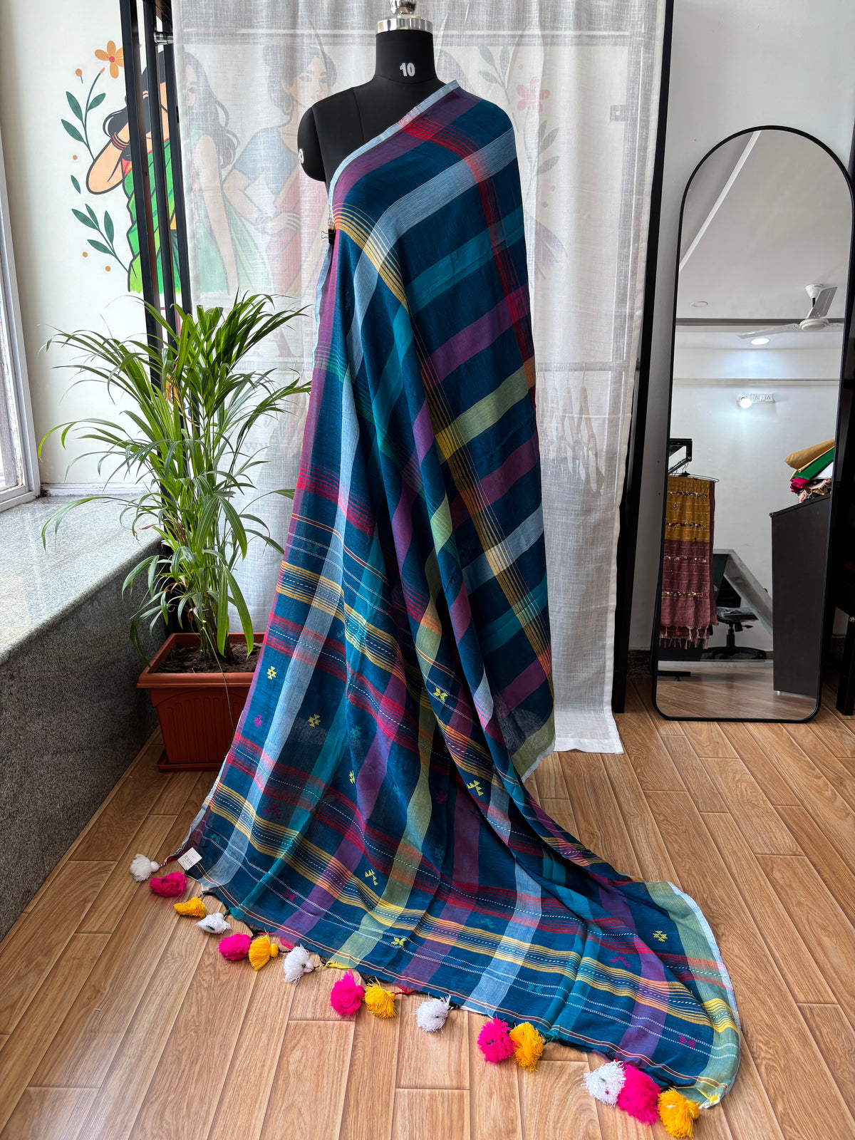 NAVY BLUE INSPIRED BHUJODI SAREE