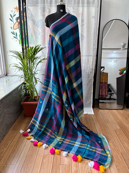 NAVY BLUE INSPIRED BHUJODI SAREE