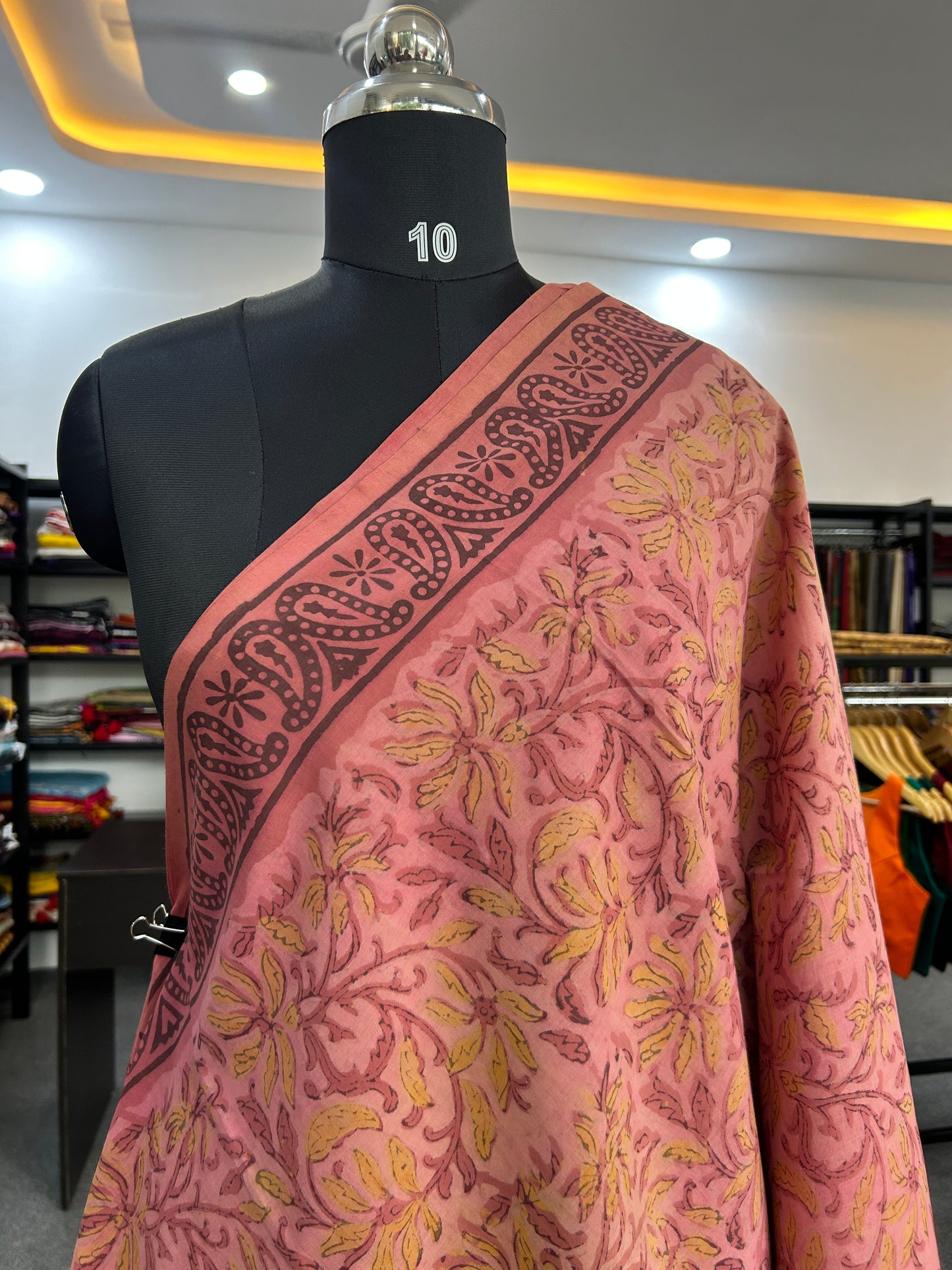 PINK AJRAKH MUL SAREE