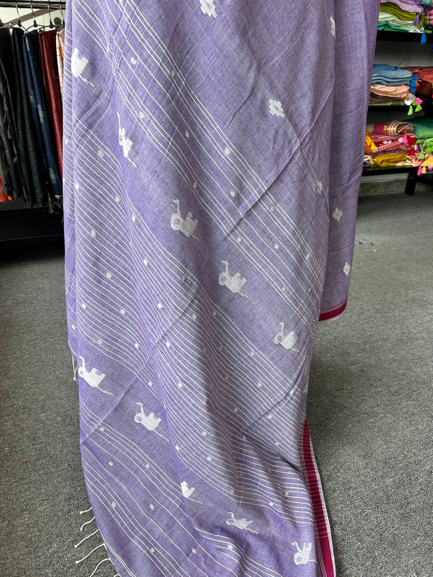 LAVENDER KHADI JAMDANI SAREE
