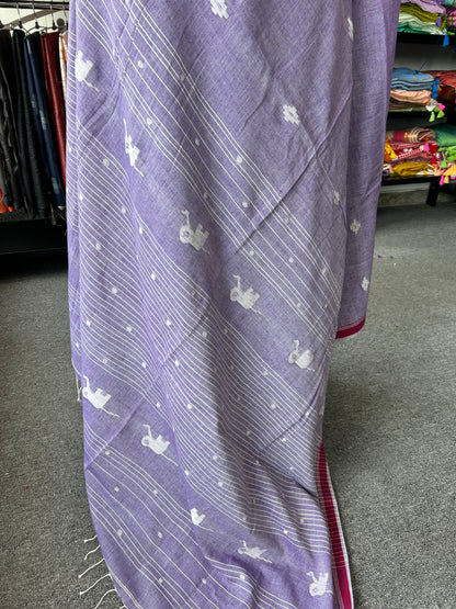 LAVENDER KHADI JAMDANI SAREE